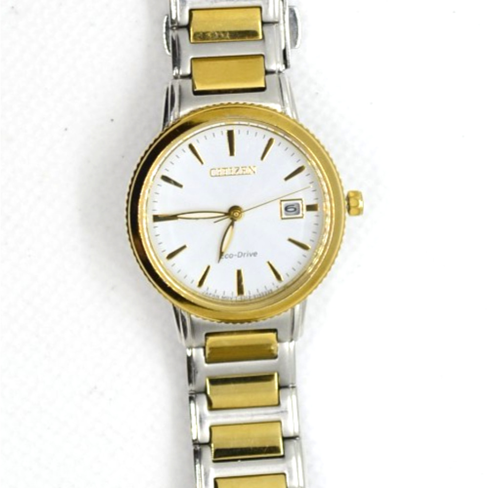 Citizen Eco-Drive Women's Watch Silhouette Two-Tone Silver Dial 28mm E013 Date